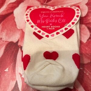 Two's Company Heart Socks - Red and White